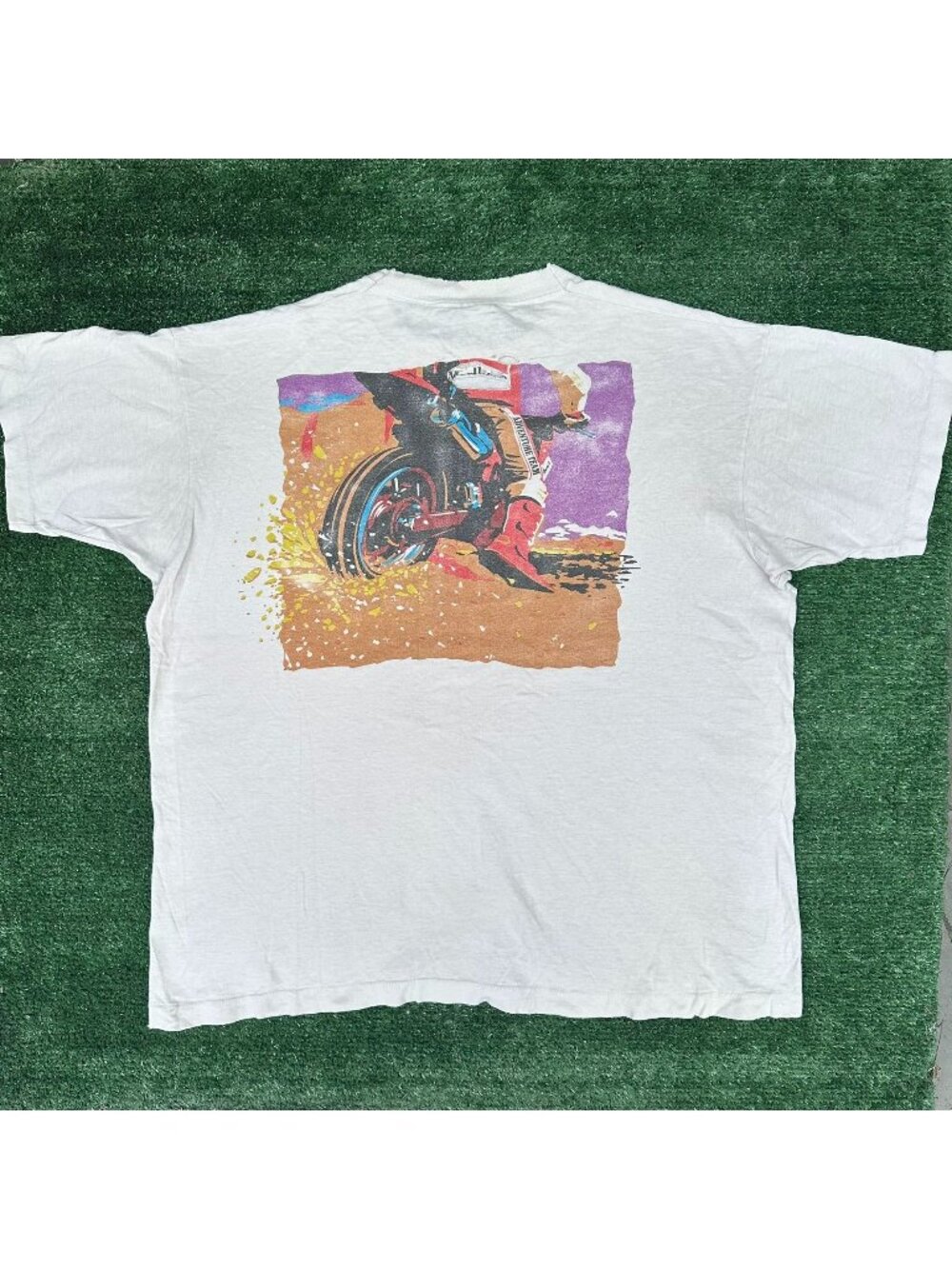Vintage 90s Marlboro Adventure Team Dirt Bike T-Shirt White XL Distressed Grunge